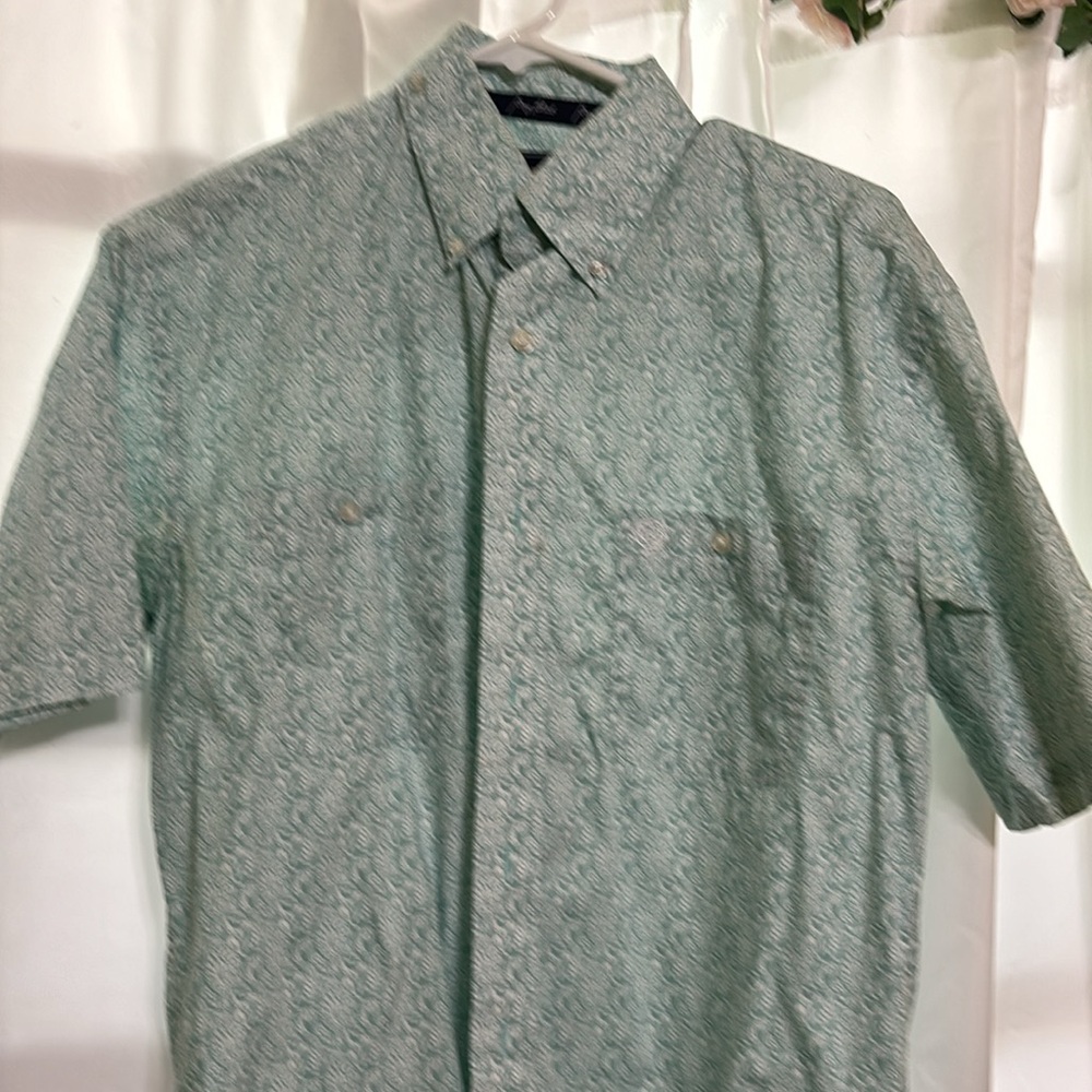 Wrangler George Strait paisley green button down.